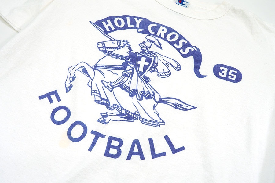Champion HOLY CROSS 69 XL ランタグ　古着フットボールT Champion HOLY CROSS 69 XL ランタグ 古着フットボールT