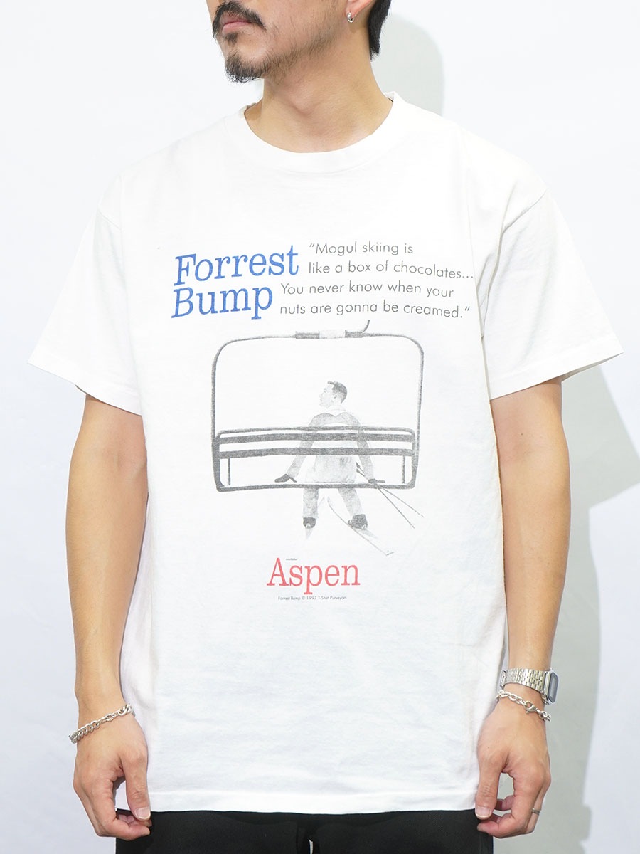 90's anvil ''Aspen Forrest Bump'' パロディプリント Tシャツ ホワイト 表記(XL)