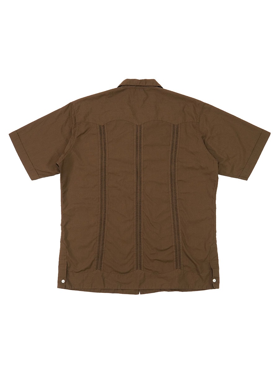 70'S～ GUAYABERAS PELECTAS CUBA SHIRT BROWN (SIZE.40)
