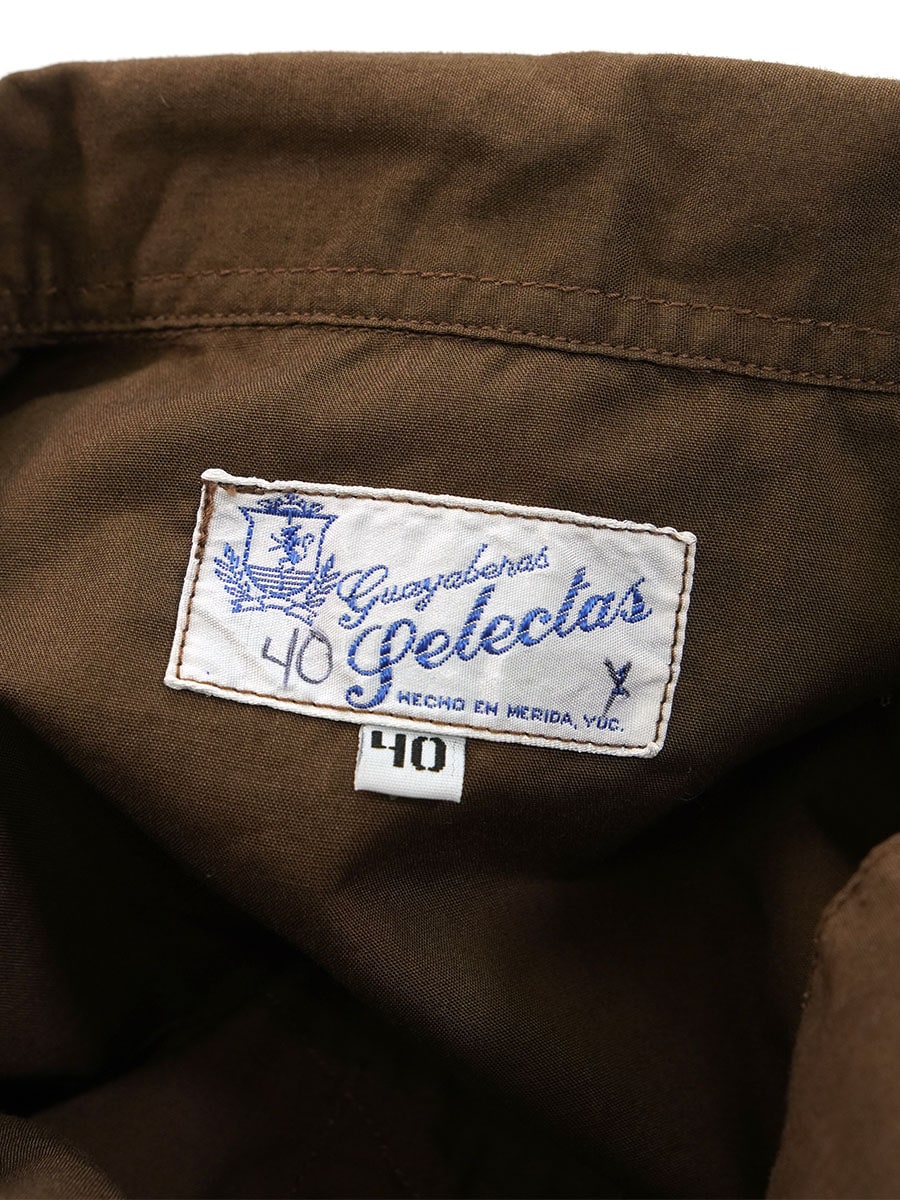 70'S～ GUAYABERAS PELECTAS CUBA SHIRT BROWN (SIZE.40)