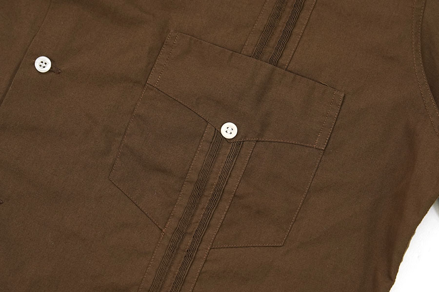 70'S～ GUAYABERAS PELECTAS CUBA SHIRT BROWN (SIZE.40)