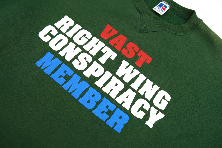 90's RUSSELL ATHLETIC ''VAST MEMBER'' 4段プリント 前Vスウェット 表記(XL) USA製 