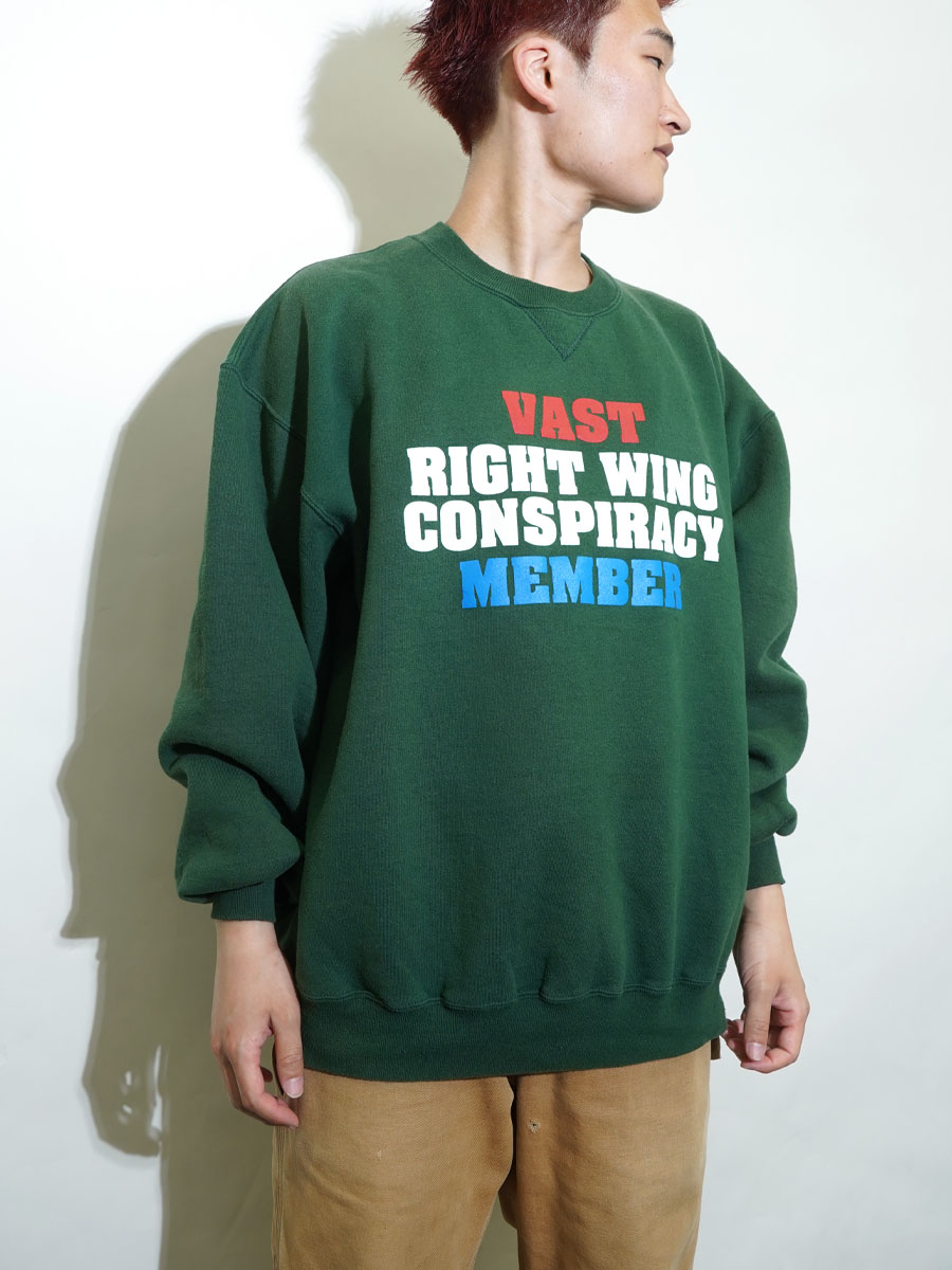 90's RUSSELL ATHLETIC ''VAST MEMBER'' 4段プリント 前Vスウェット 表記(XL) USA製 