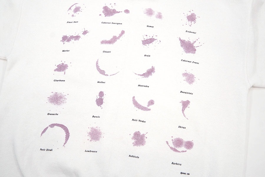 90's FRUIT OF THE LOOM ''WINE STAIN'' プリントスウェット ホワイト 表記(L)