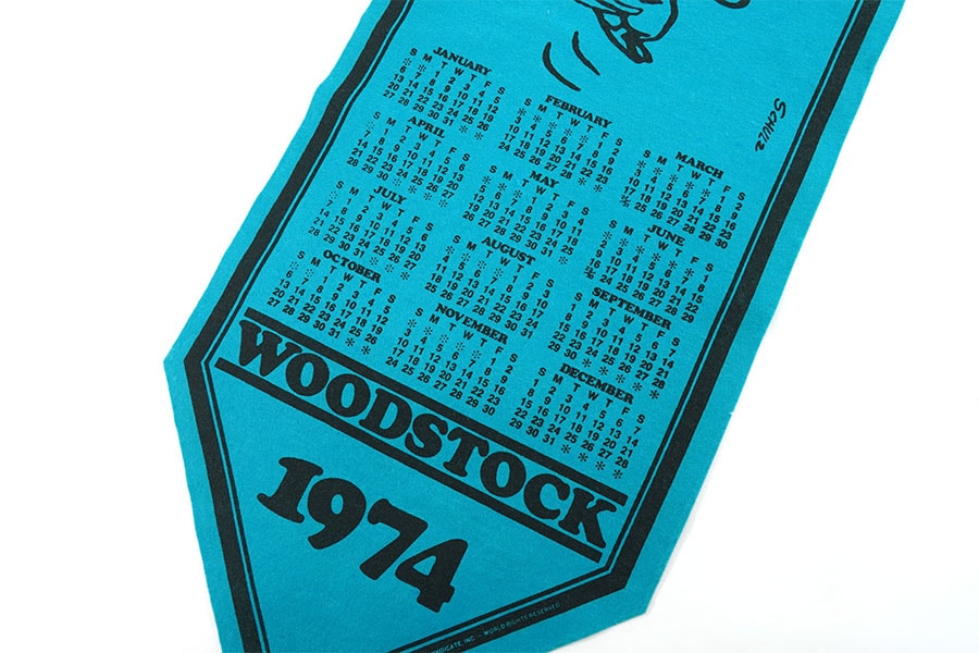 70's WOODSTOCK 1974カレンダー フェルトペナント ブルー DEAD