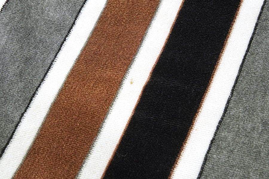 70's～ ストライプ柄 ハーフジップ ベロアシャツプルオーバー 実寸(L位