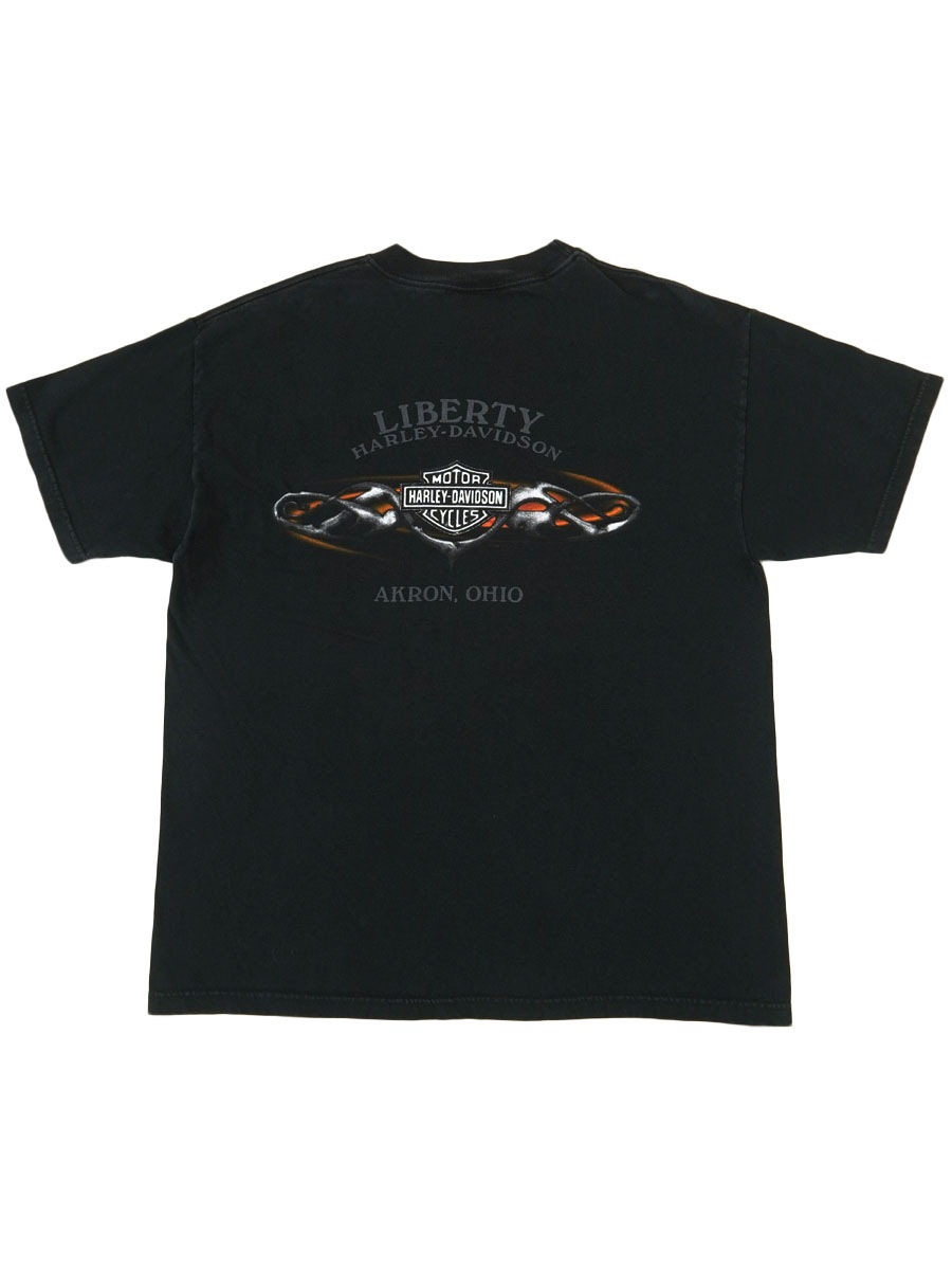 00's HARLEY-DAVISON ウルフ ''LIBERTY'' 両面プリントTシャツ 表記(L