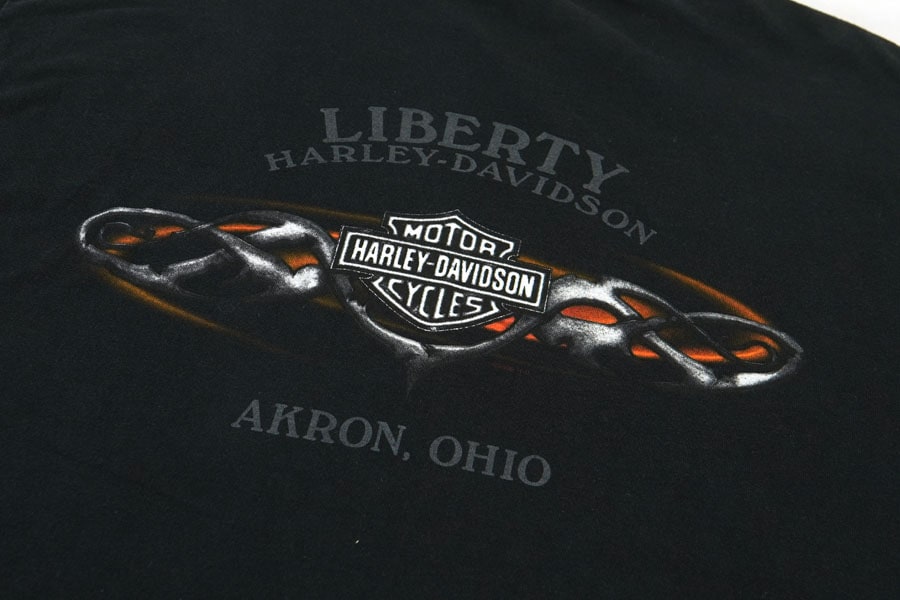 00's HARLEY-DAVISON ウルフ ''LIBERTY'' 両面プリントTシャツ 表記(L) USA製