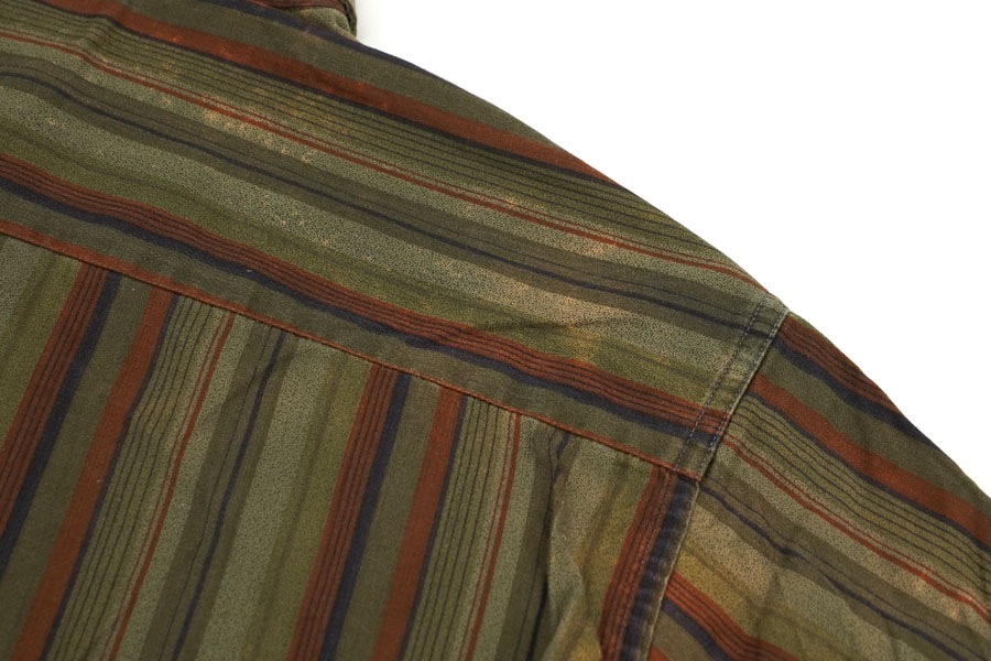 60's Brittany マルチストライプ柄 L/S 3点留め ボタンダウンシャツ 表記(M)
