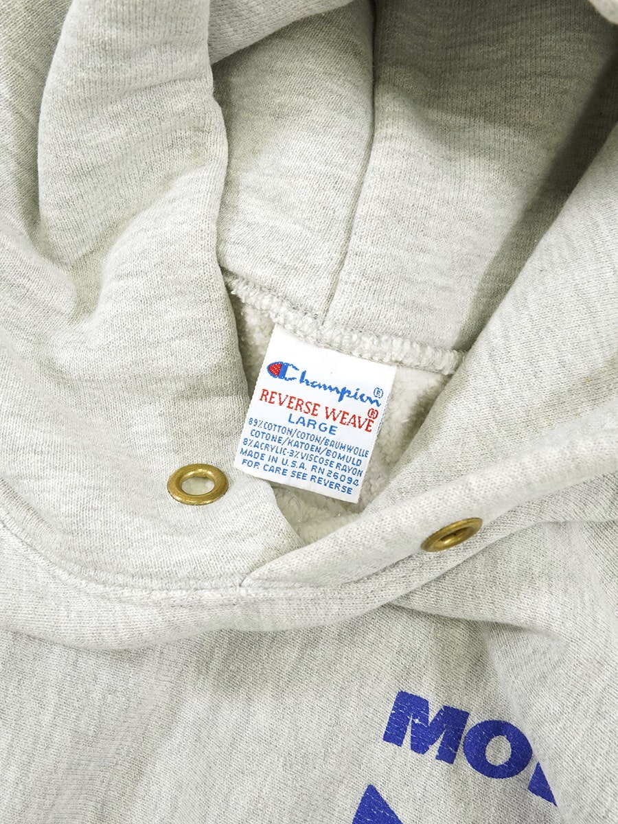 90'S CHAMPION REVERSE WEAVE HOODIE ''SUPPLY CORP'' BACK PRINT GREY