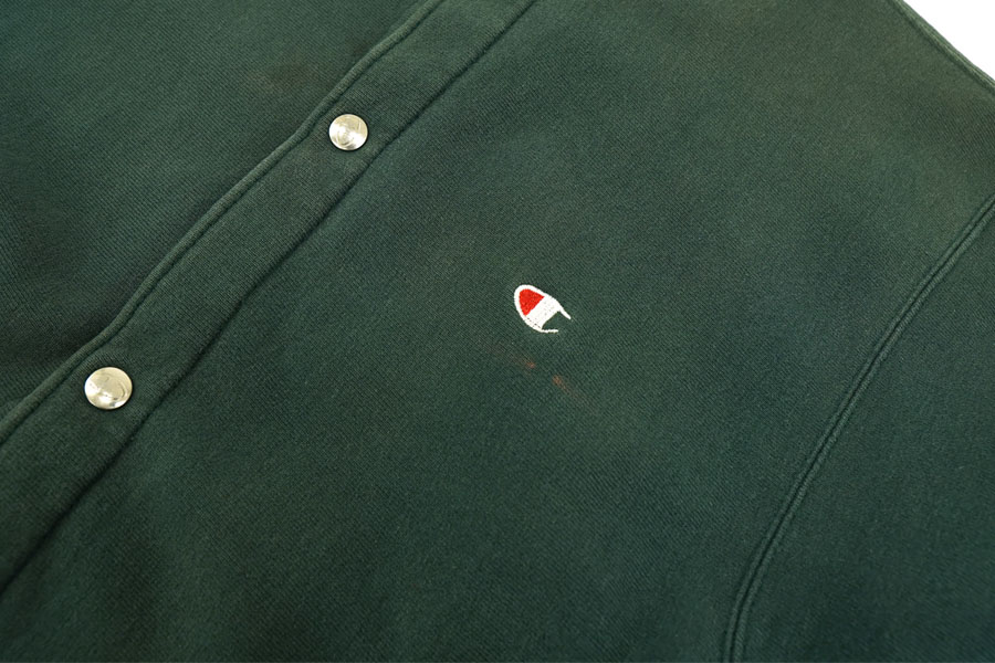 90'S CHAMPION REVERSE WEAVE FULL SNAP PLAIN GREEN (SIZE. X LARGE) MADE IN USA 