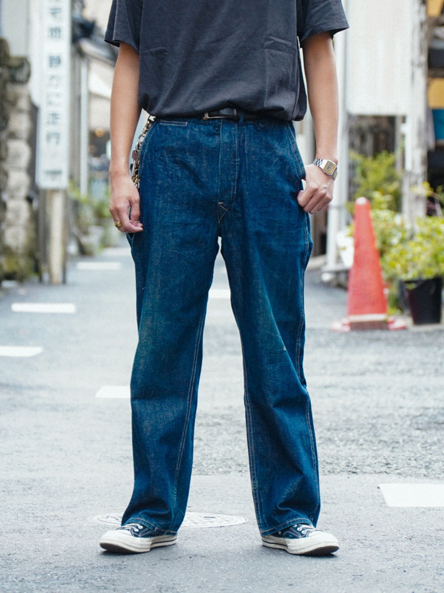 20's～ BIG SMITH バックルバック/サスペンダーボタン付き デニムペインターパンツ 極上雰囲気 実寸(W35 L28.5位)