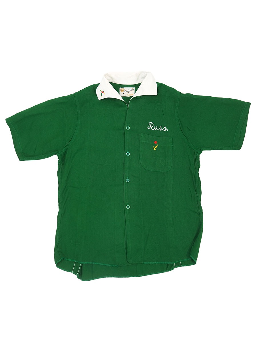 60'S KING LOUIE ''FRED'S TEXACO 974 N.8TH WEST'' RAYON BOWLING SHIRT (SIZE.MEDIUM)