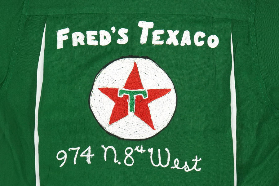 60'S KING LOUIE ''FRED'S TEXACO 974 N.8TH WEST'' RAYON BOWLING SHIRT (SIZE.MEDIUM)