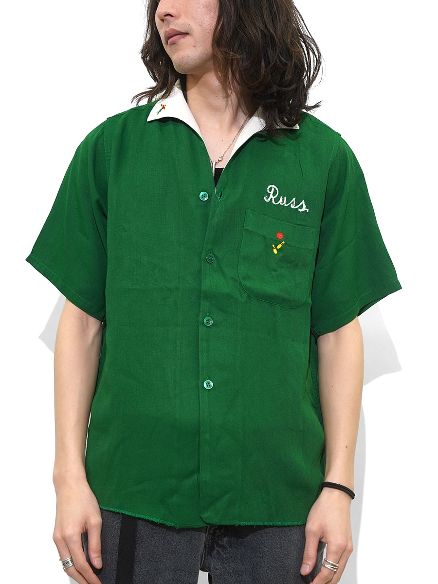 60'S KING LOUIE ''FRED'S TEXACO 974 N.8TH WEST'' RAYON BOWLING SHIRT (SIZE.MEDIUM)