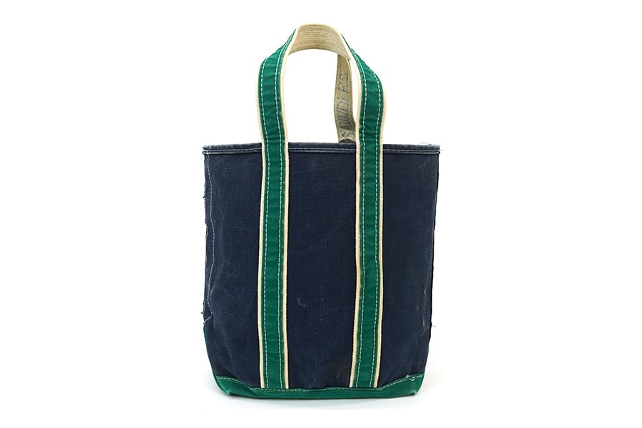 80's L.L. Bean DELUXE BOAT AND TOTE グリーンxネイビー TALLサイズ