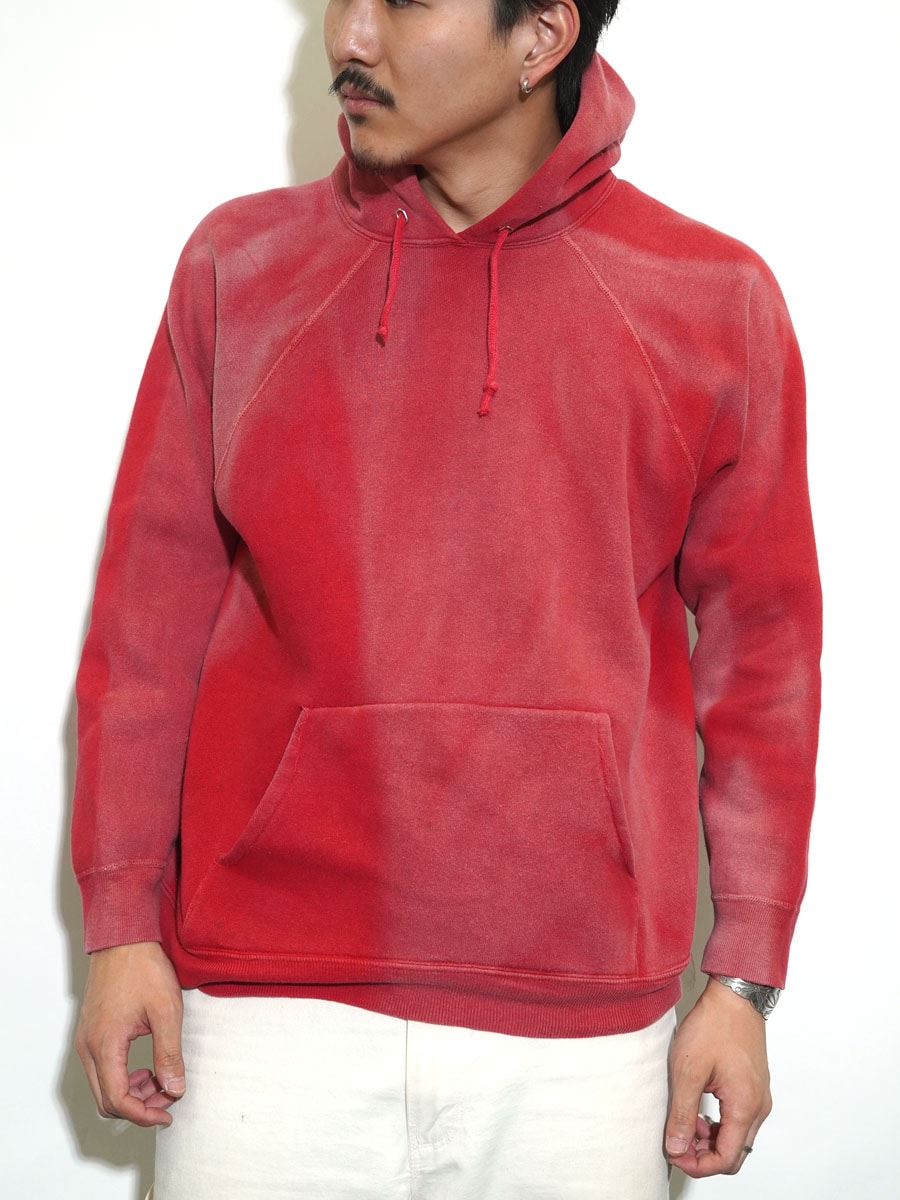 60's Wilson 無地 赤フェード ラグランスウェットパーカ 表記(XL