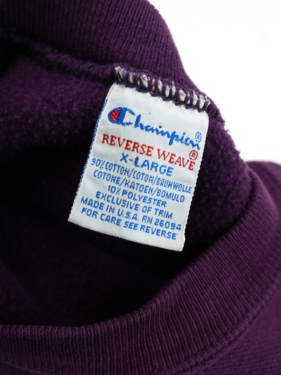 90'S CHAMPION REVERSE WEAVE CREW PLAIN GRAPE (SIZE. X LARGE) MADE