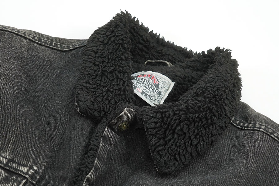 90's Levi's ブラックデニム ボアジャケット 表記(XXL) オールブラック