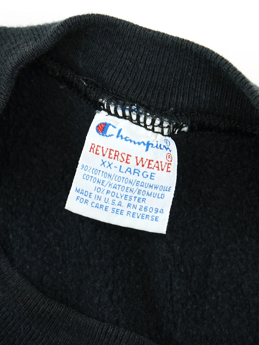 90'S CHAMPION REVERSE WEAVE PLAIN BLACK (SIZE.XX LARGE) MADE IN