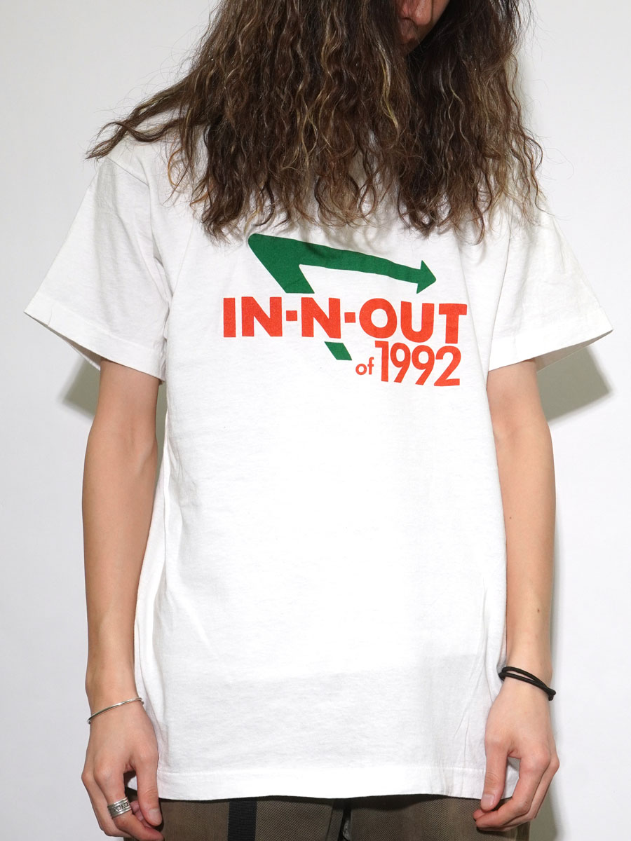 90's ''IN-N-OUT of 1992'' 両面プリント Tシャツ ホワイト 実寸(L位