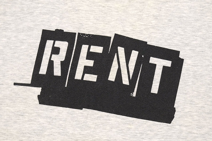 90's Hanes ''RENT'' ミュージカル プリントTシャツ 霜降りグレー 表記(XL) USA製