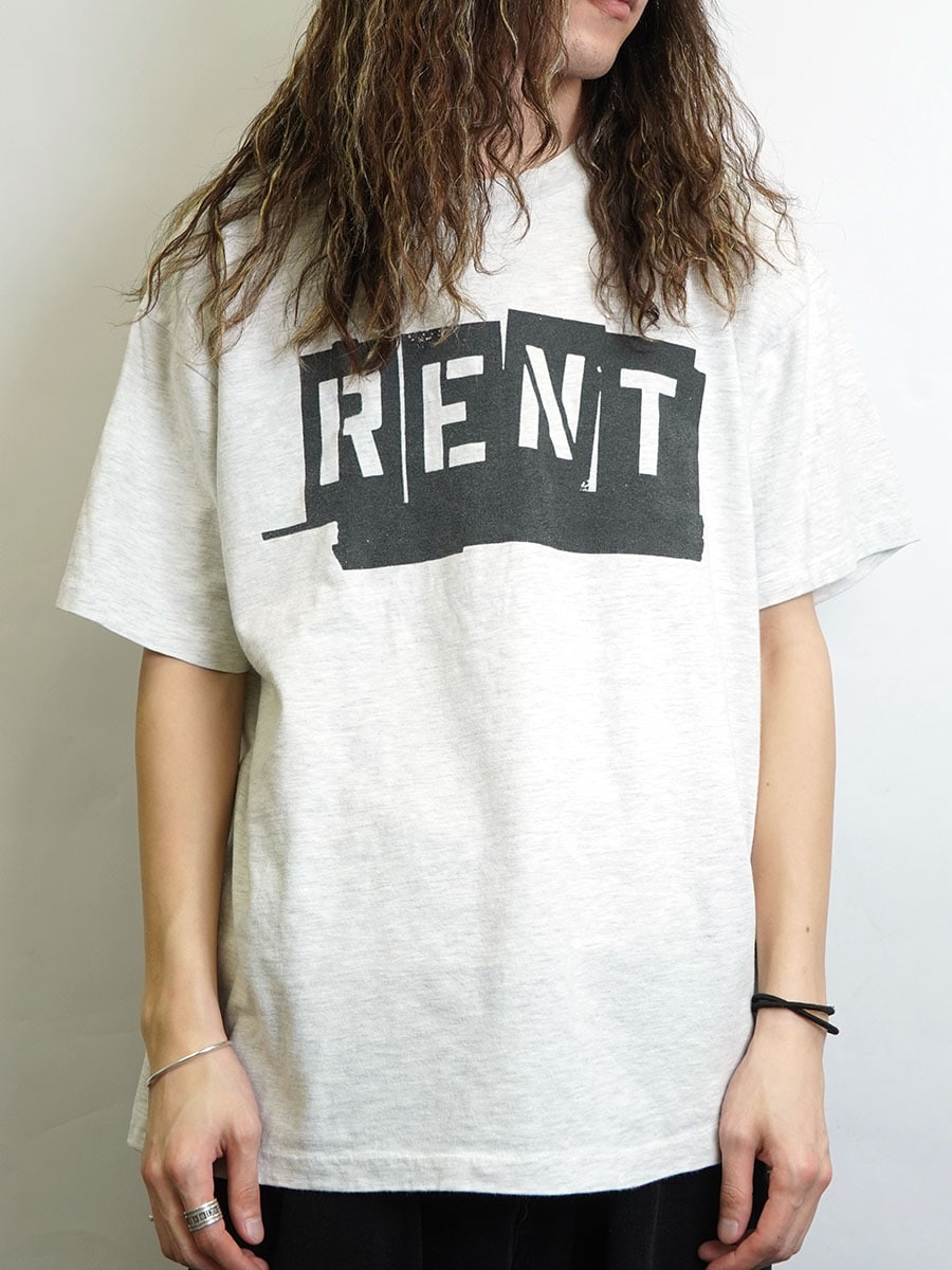 90's Hanes ''RENT'' ミュージカル プリントTシャツ 霜降りグレー 表記(XL) USA製