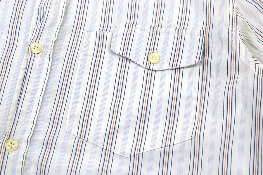 90's～ STUSSY ランダムストライプ 100%コットン ロングスリーブシャツ 表記(M) USA製