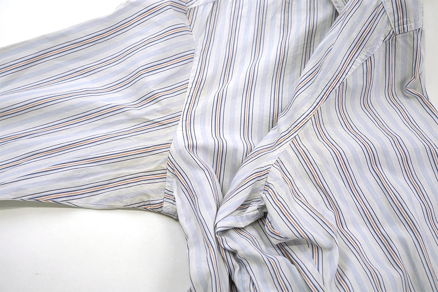 90's～ STUSSY ランダムストライプ 100%コットン ロングスリーブシャツ 表記(M) USA製