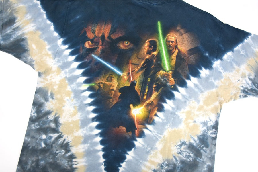 90s STAR WARS ダースモール Tシャツ L LIQUID BLUE Vintage 90's Star Wars Darth Maul Big Face Liquid Blue Glow