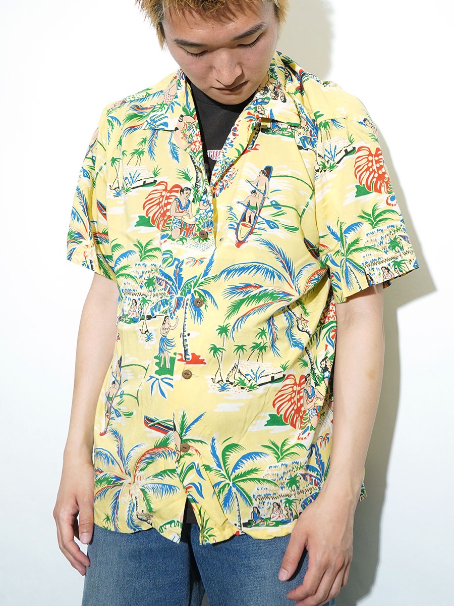 ラルフローレン ビスコース ハワイアンシャツ クリームイエロー