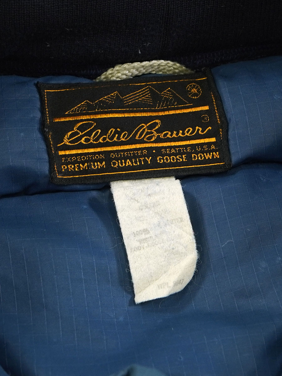 80's Eddie Bauer リップストップ ダウンベスト ダークブルー 表記(M位