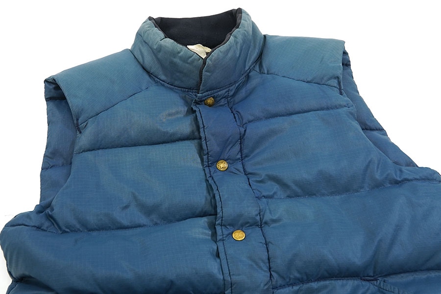 80's Eddie Bauer リップストップ ダウンベスト ダークブルー 表記(M位