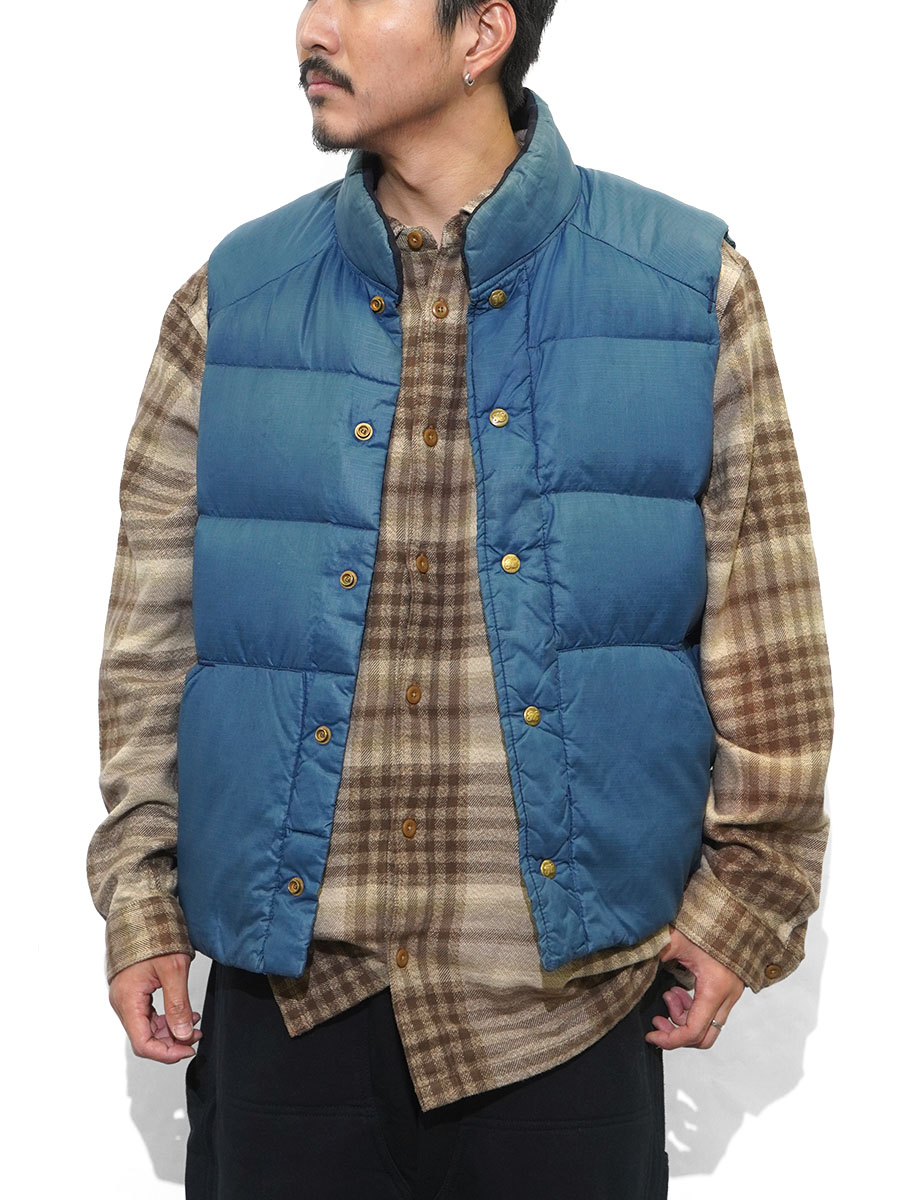 80's Eddie Bauer リップストップ ダウンベスト ダークブルー 表記(M位