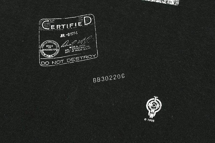 FRUIT OF THE LOOM◇90s/カートコバーン/死亡診断書/Tシャツ/L