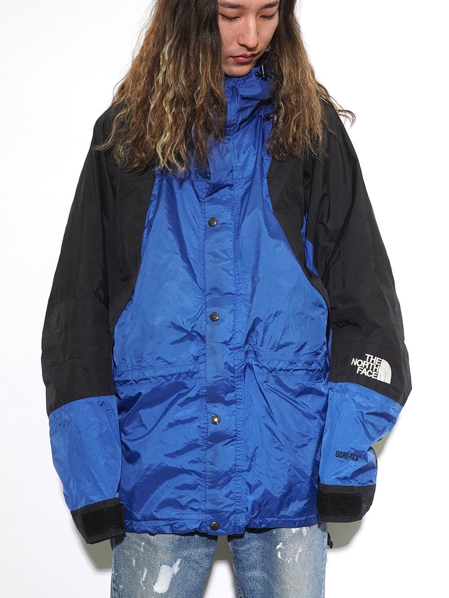90's THE NORTH FACE ゴアテックスパーカ ブルーxブラック 表記(XL) パッカブル