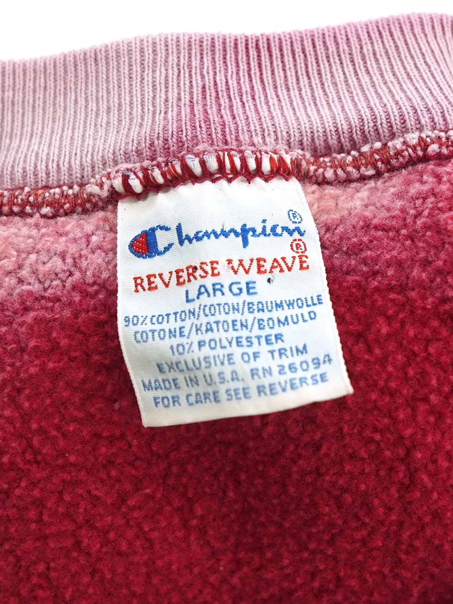 90'S CHAMPION REVERSE WEAVE CREW SUN FADE RED (SIZE.LARGE) MADE IN USA