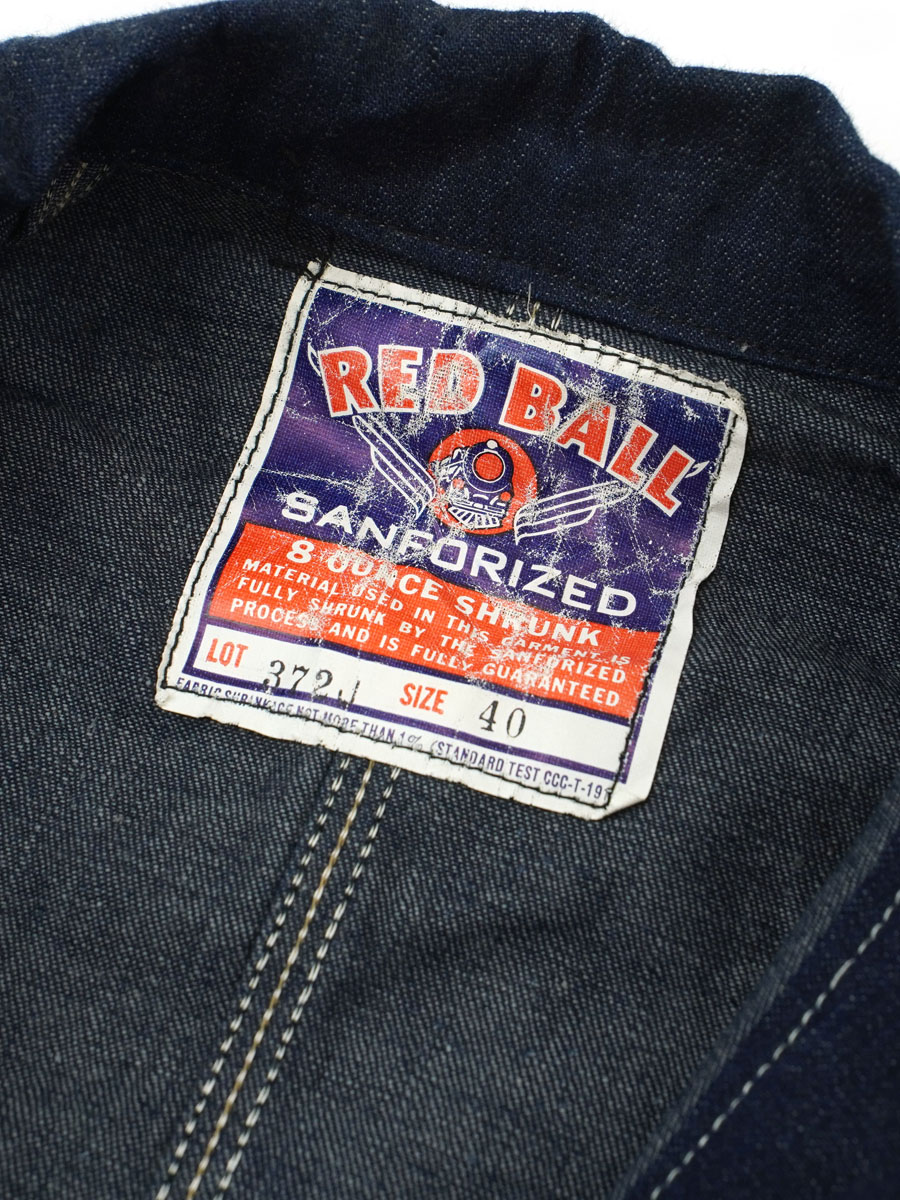 40's RED BALL ダブル襟 4つポケ デニムカバーオール 濃紺 表記(40