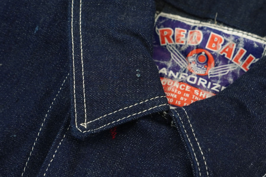 40's RED BALL ダブル襟 4つポケ デニムカバーオール 濃紺 表記(40