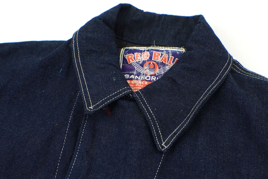 40's RED BALL ダブル襟 4つポケ デニムカバーオール 濃紺 表記(40