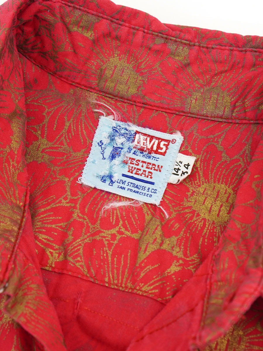 60's LEVI'S WESTERN WEAR 花柄 コットンウエスタンシャツ 実寸(14 1/2)