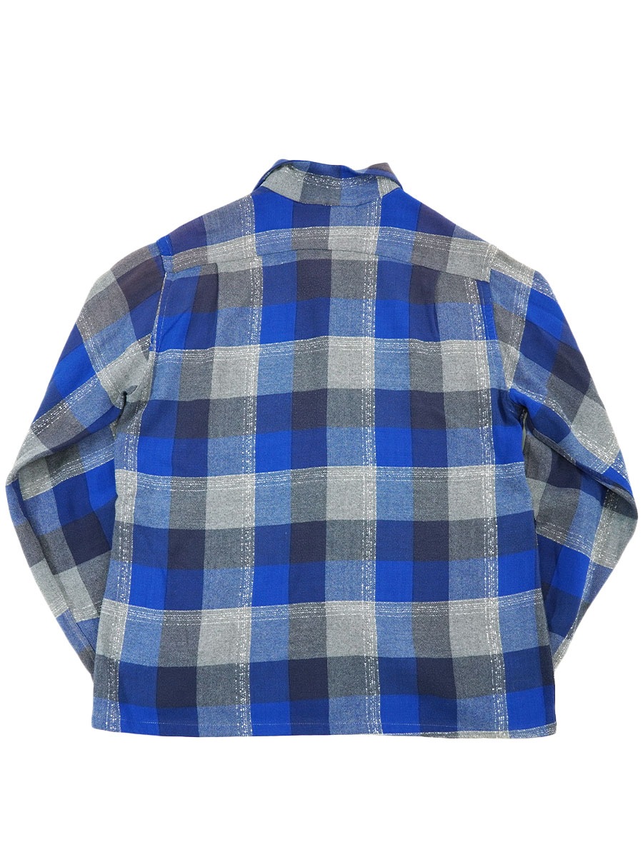 50's Palm Springs 青ベース 好配色チェック ループカラーシャツ 表記