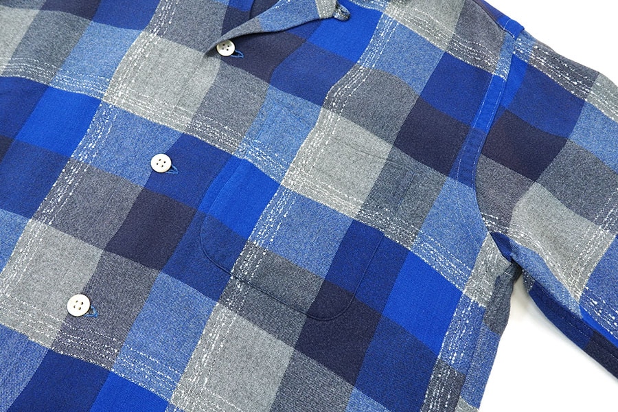 50's Palm Springs 青ベース 好配色チェック ループカラーシャツ 表記