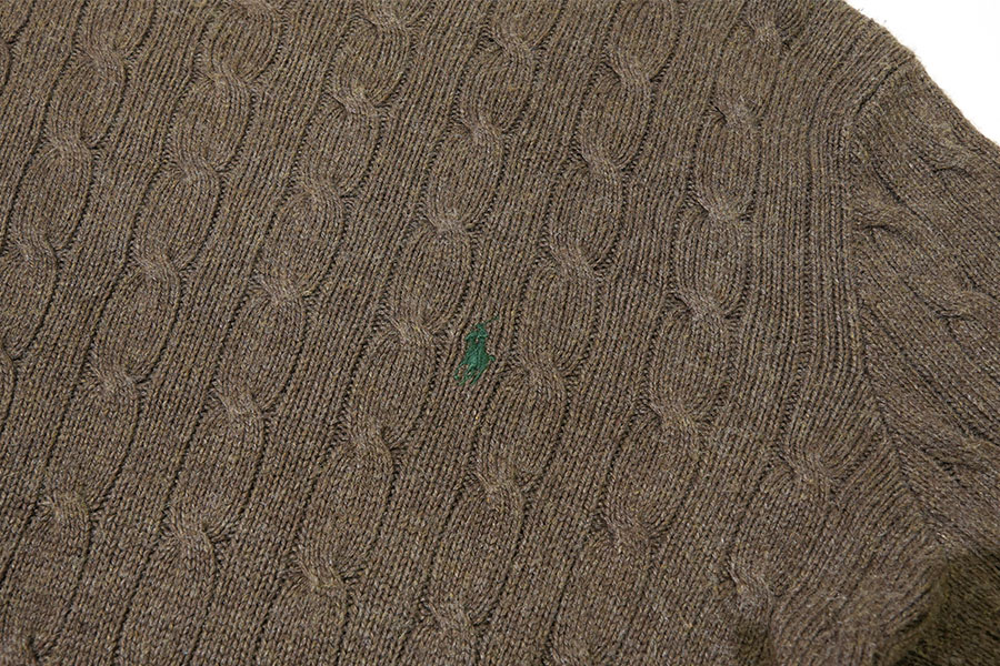 ラルフローレン 100%SILK ケーブル編み ニットセーター ブラウン 表記(L)