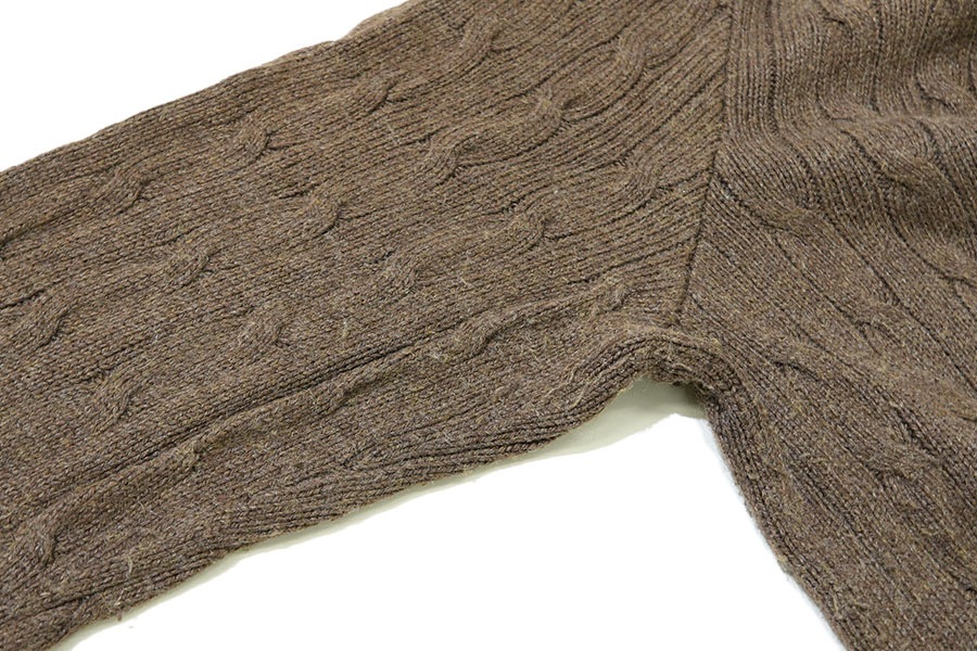 ラルフローレン 100%SILK ケーブル編み ニットセーター ブラウン 表記(L)