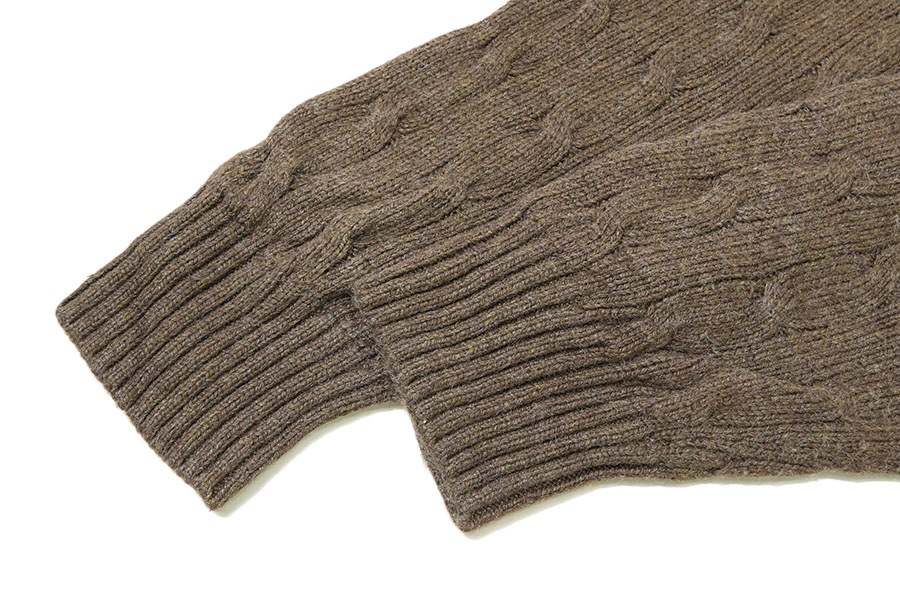 ラルフローレン 100%SILK ケーブル編み ニットセーター ブラウン 表記(L)