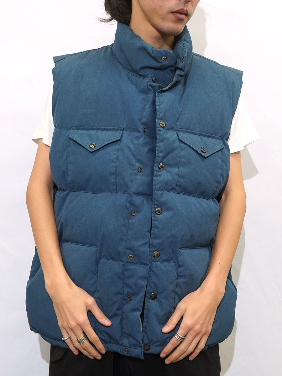 80's 茶タグ THE NORTH FACE 黒ラッカーボタン ダウンベスト ネイビー