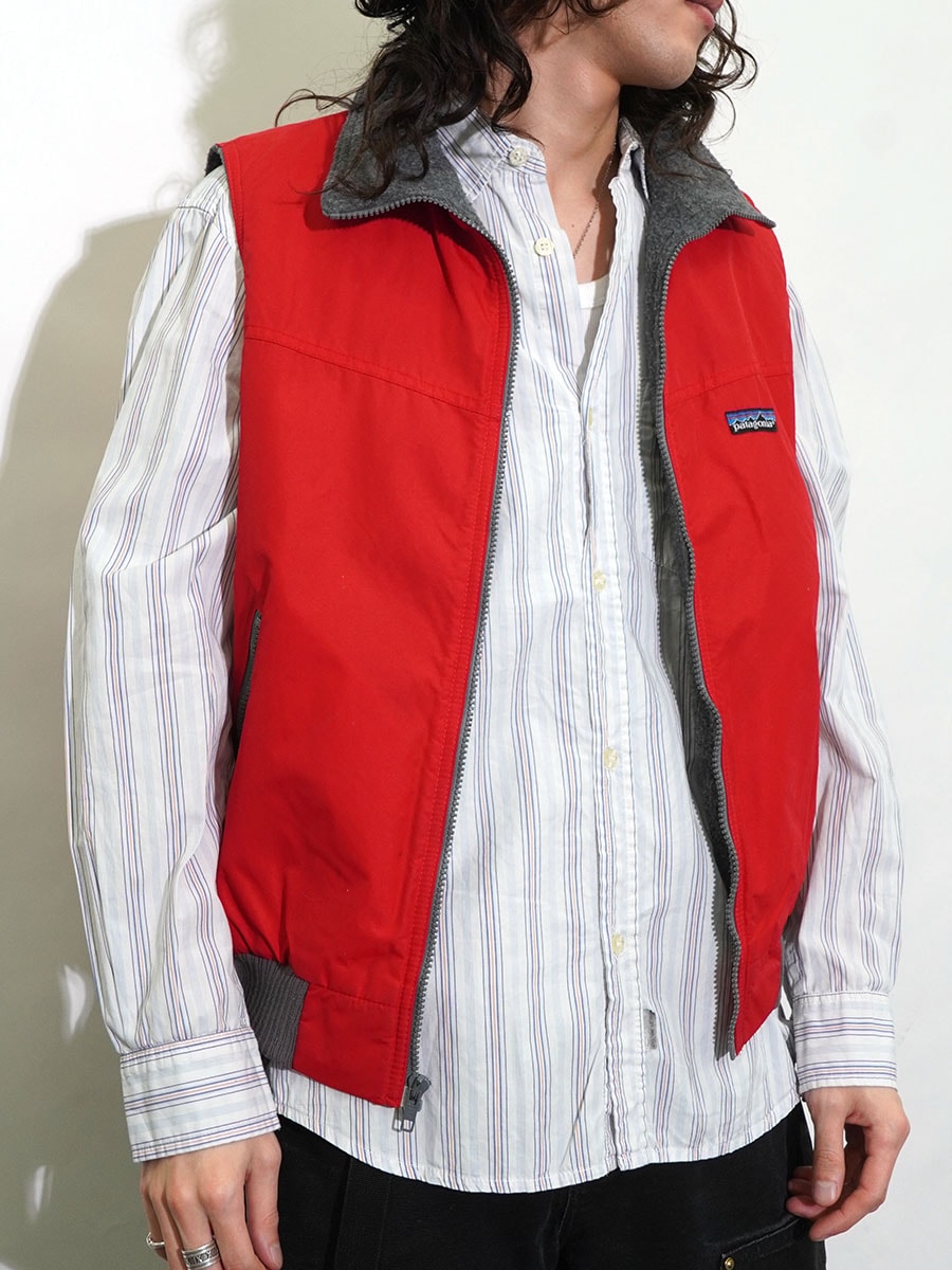 80's～ パタゴニア シェルドシンチラベスト レッド 表記(M) USA製