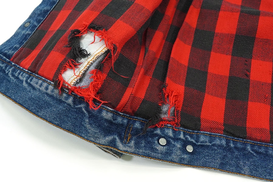 80's Levi's 70411 デニムジャケット 赤黒チェック フランネルライナー