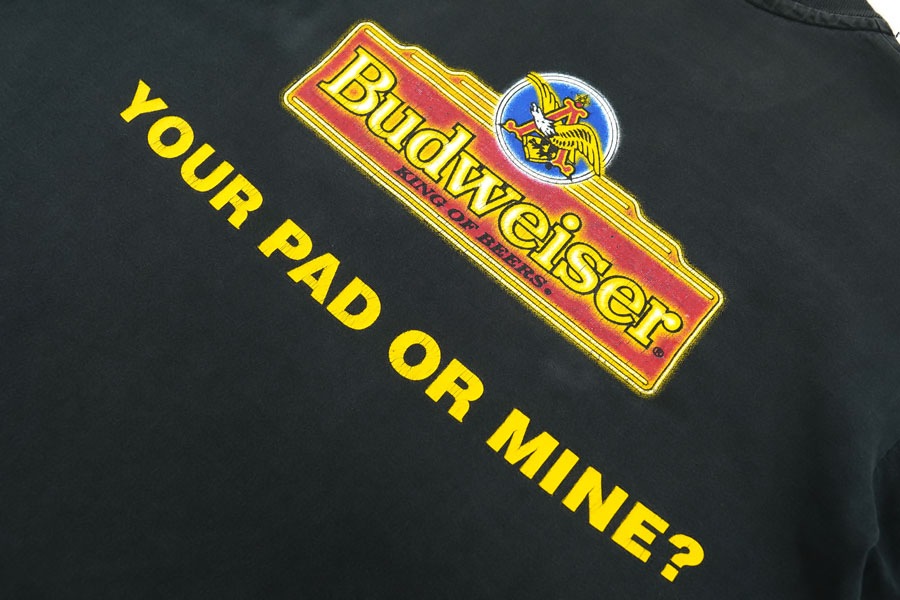 90's anvil ''Budweiser'' カエル 両面プリント Tシャツ 表記(L) USA製